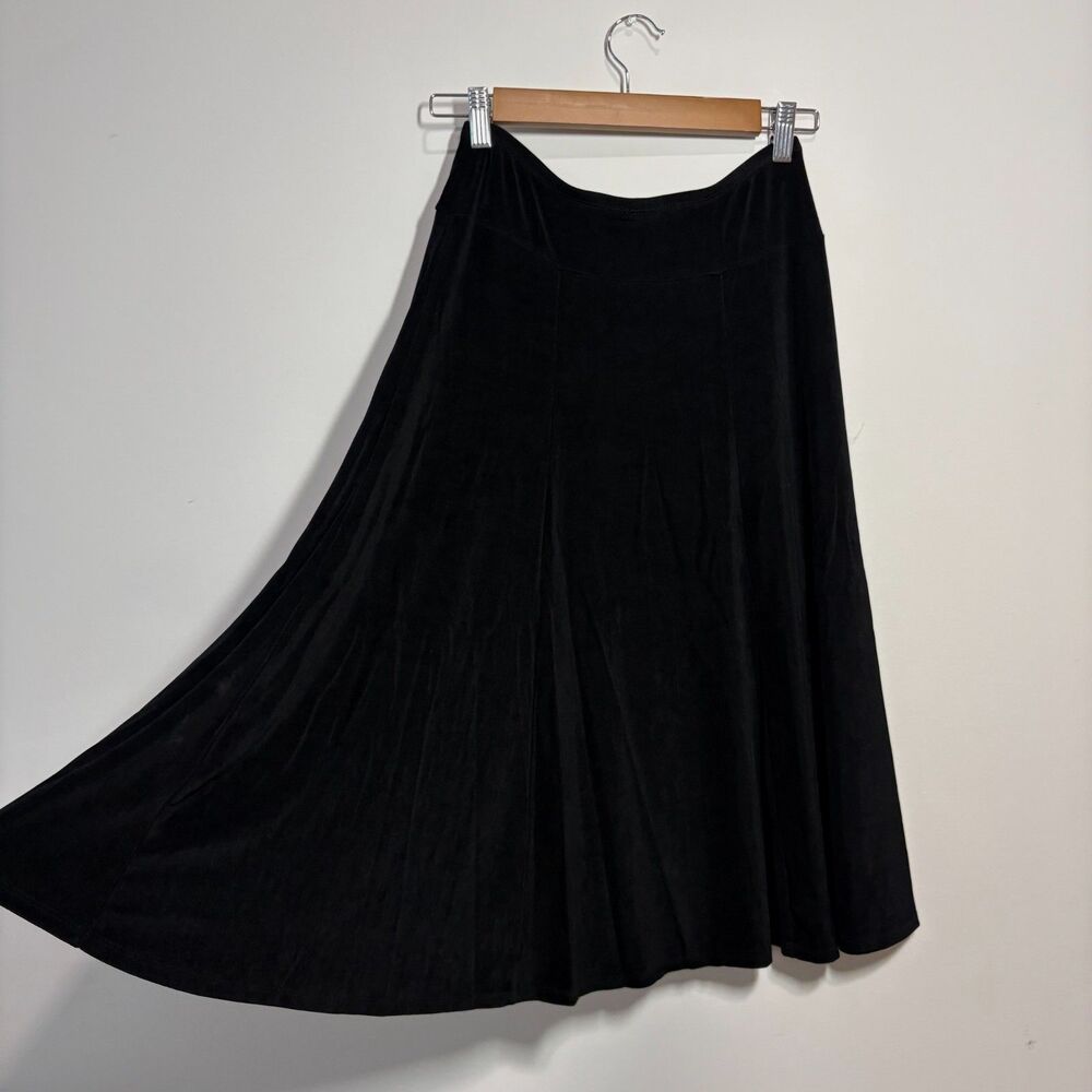 Vintage 90s Renaissance Black Midi Skirt A-Line Flowy Made in USA Small
